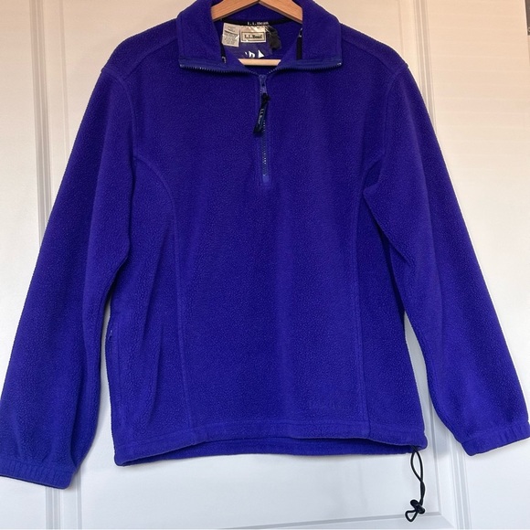 Vintage LL Bean Fleece Long Sleeve 1/4 Zip Size Small Purple Pullover High Neck - Picture 2 of 14